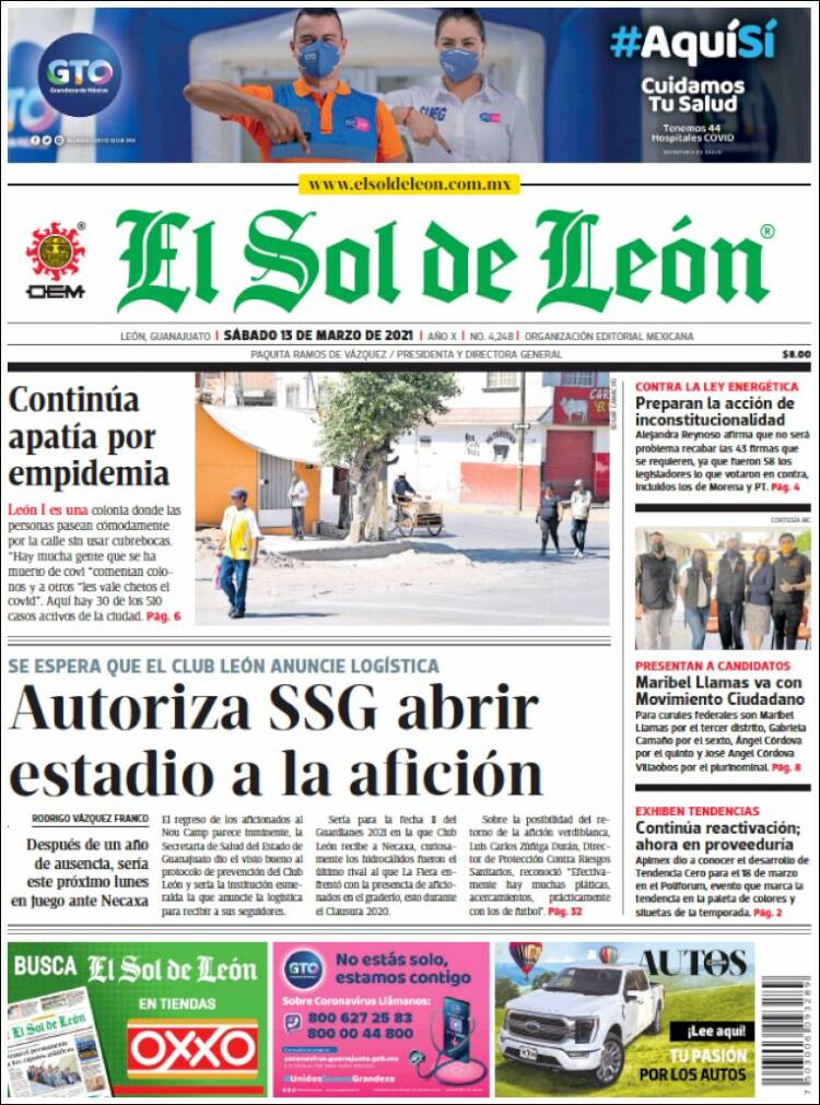 Portada de El Sol de León (México)