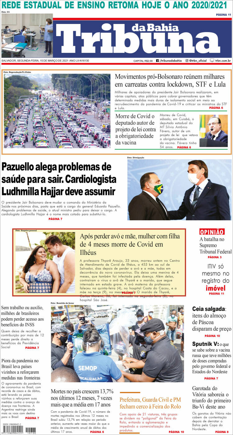 Portada de Tribuna da Bahia (Brasil)
