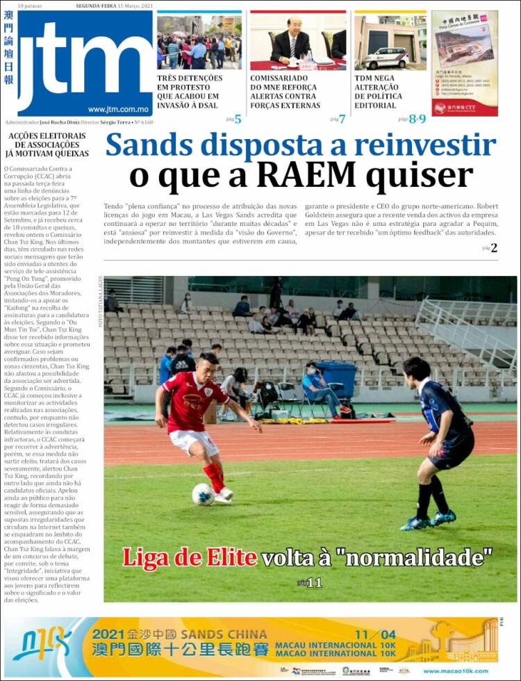 Portada de Jornal Tribuna de Macau (China)