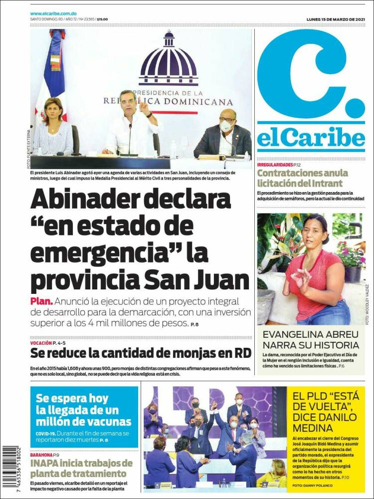Portada de El Caribe (R. Dominicana)