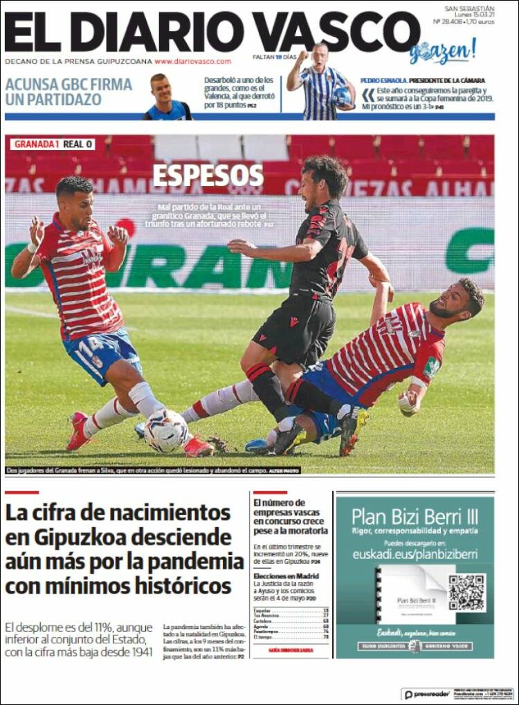 Portada de Diario Vasco (España)