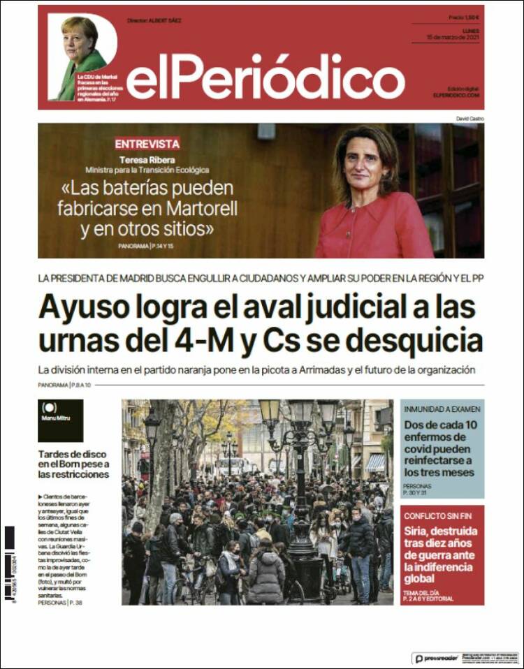 Portada de El Periódico (España)