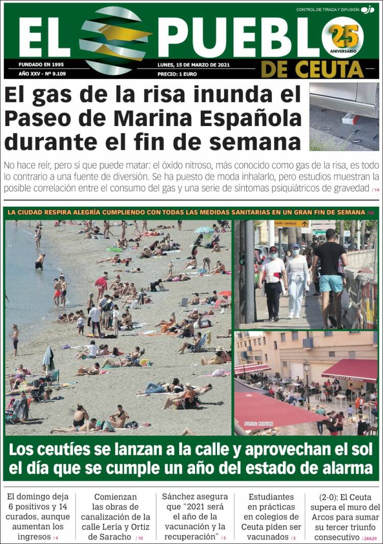 Portada de El Pueblo de Ceuta (España)