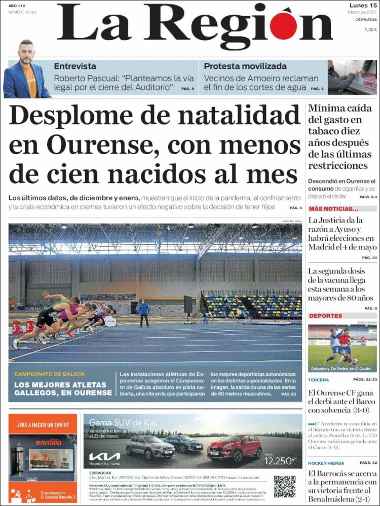 Portada de La Región de Ourense (España)