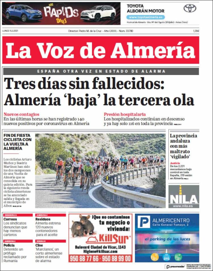 Portada de La Voz de Almería (España)