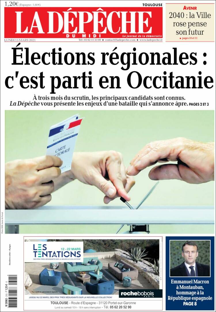 Portada de La Dépêche du Midi (Francia)