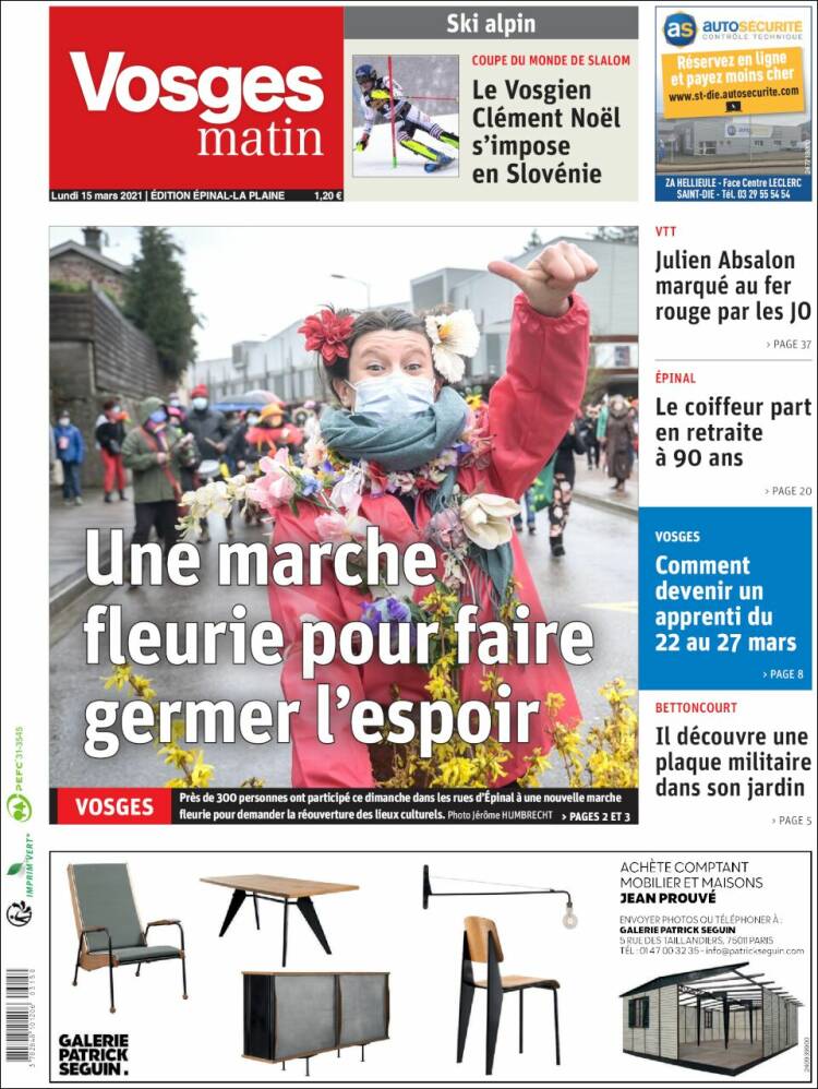 Portada de Vosges Matin (Francia)