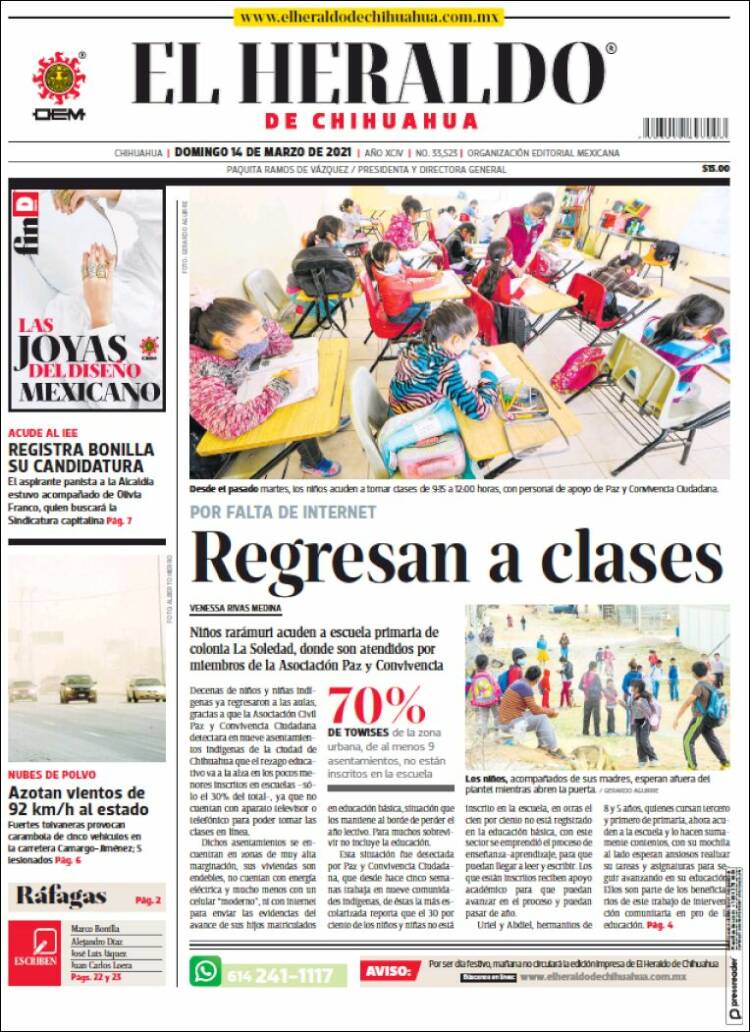 Portada de El Heraldo de Chihuahua (M&eacute;xico)