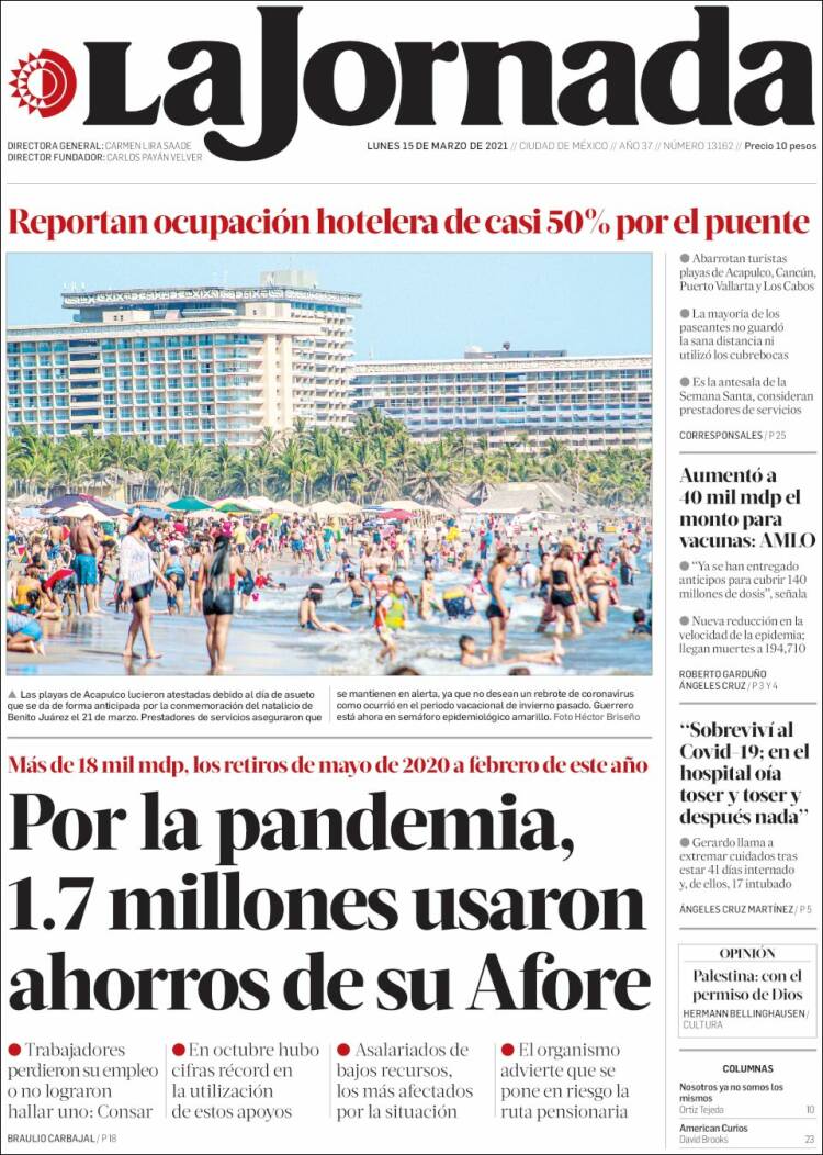 Portada de La Jornada (M&eacute;xico)