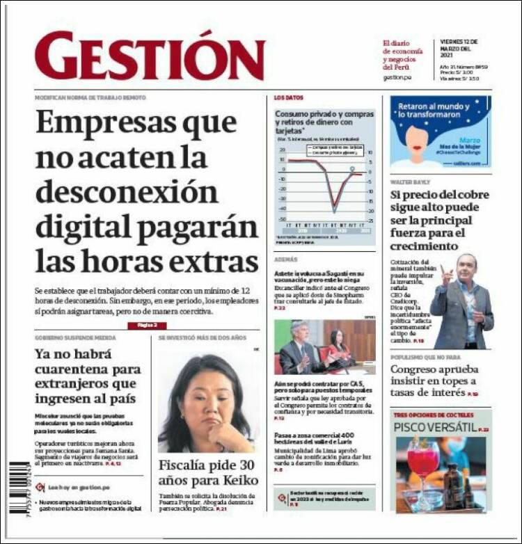 Portada de Diario Gestión (Per&uacute;)