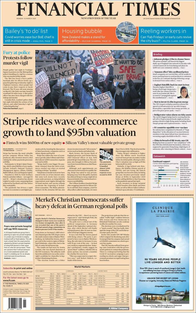 Portada de Financial Times (Reino Unido)