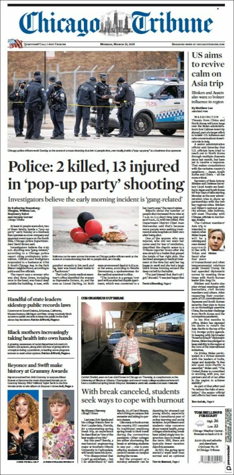 Portada de Chicago Tribune (USA)