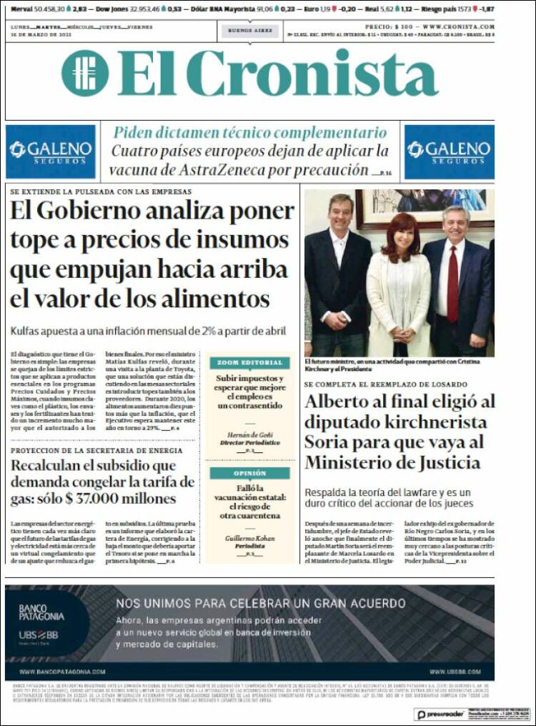 Portada de El Cronista Comercial (Argentina)