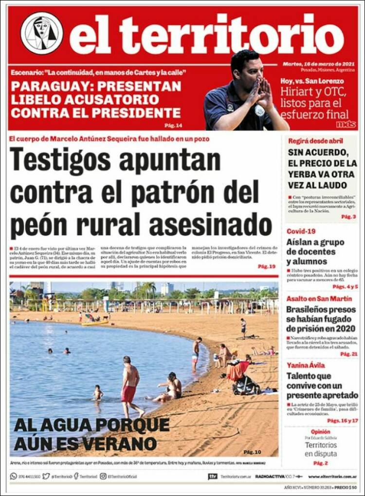 Portada de El Territorio (Argentina)