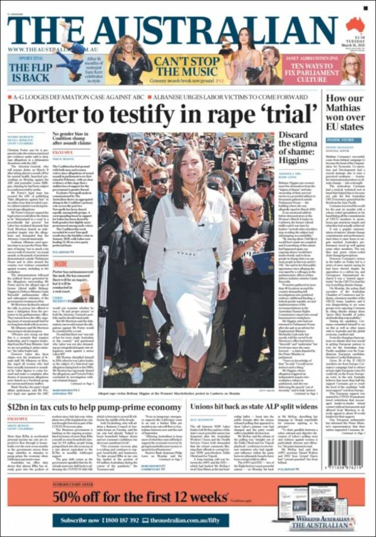 Portada de The Australian (Australia)