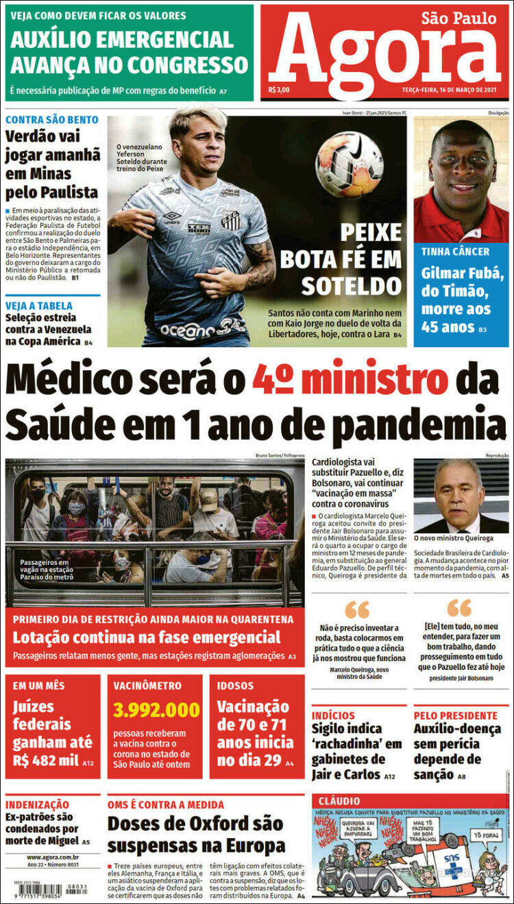 Portada de Agora São Paulo (Brasil)