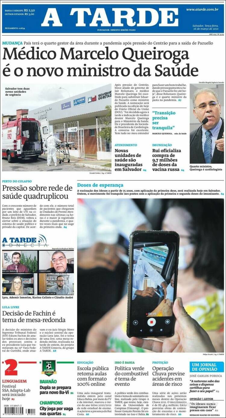 Portada de Diário A Tarde (Brasil)