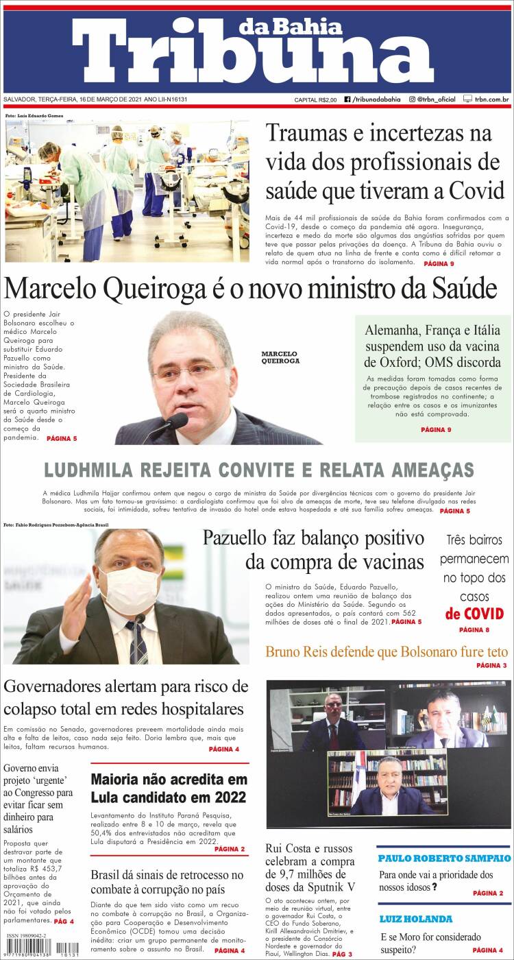Portada de Tribuna da Bahia (Brasil)