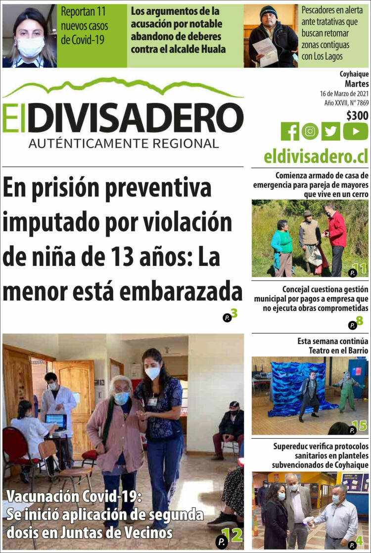 Portada de Diario El Divisadero (Chile)