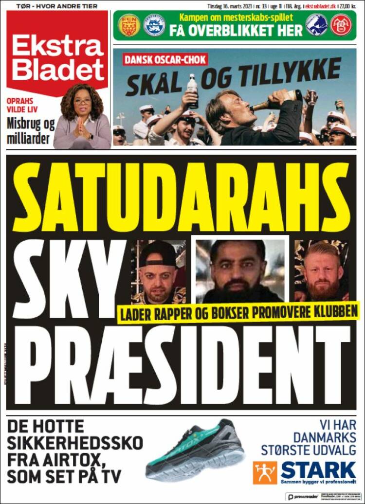 Portada de Ekstra Bladet (Dinamarca)