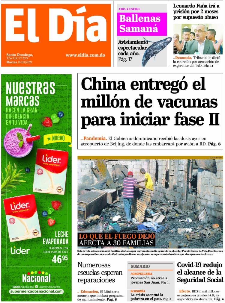 Portada de El Día (R. Dominicana)