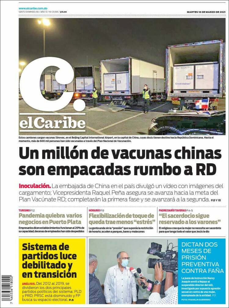 Portada de El Caribe (R. Dominicana)