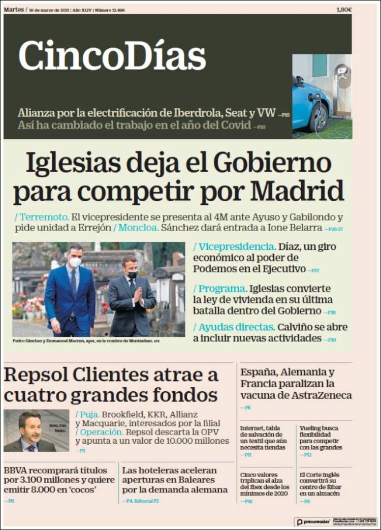Portada de Cinco Días (Espa&ntilde;a)