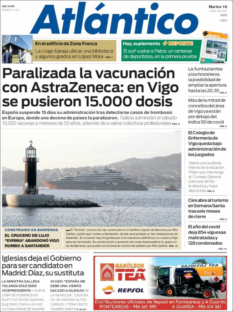 Portada de Atlántico Diario (España)