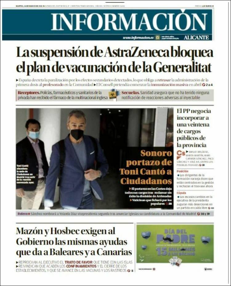 Portada de Diario Información (España)