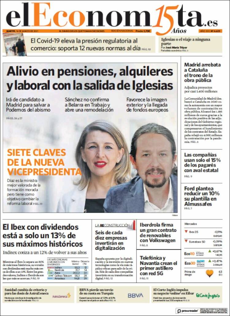 Portada de El Economista (Espa&ntilde;a)
