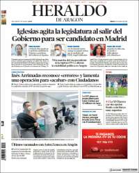 Portada de Heraldo de Aragón (España)