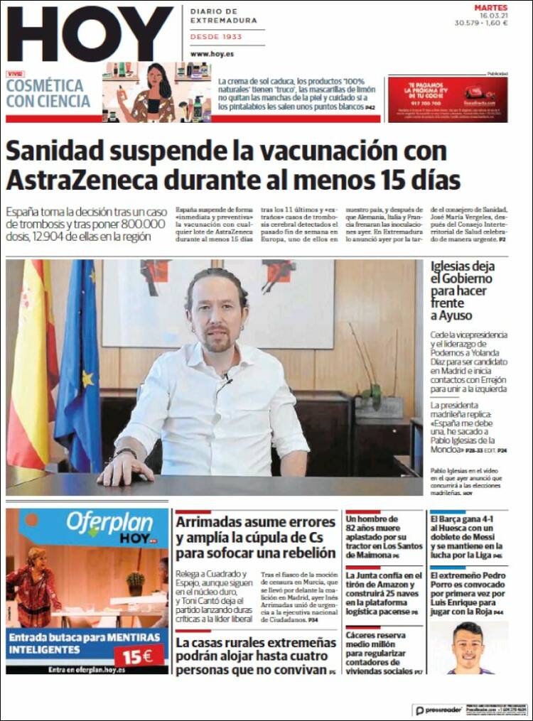 Portada de Hoy - Badajoz (España)