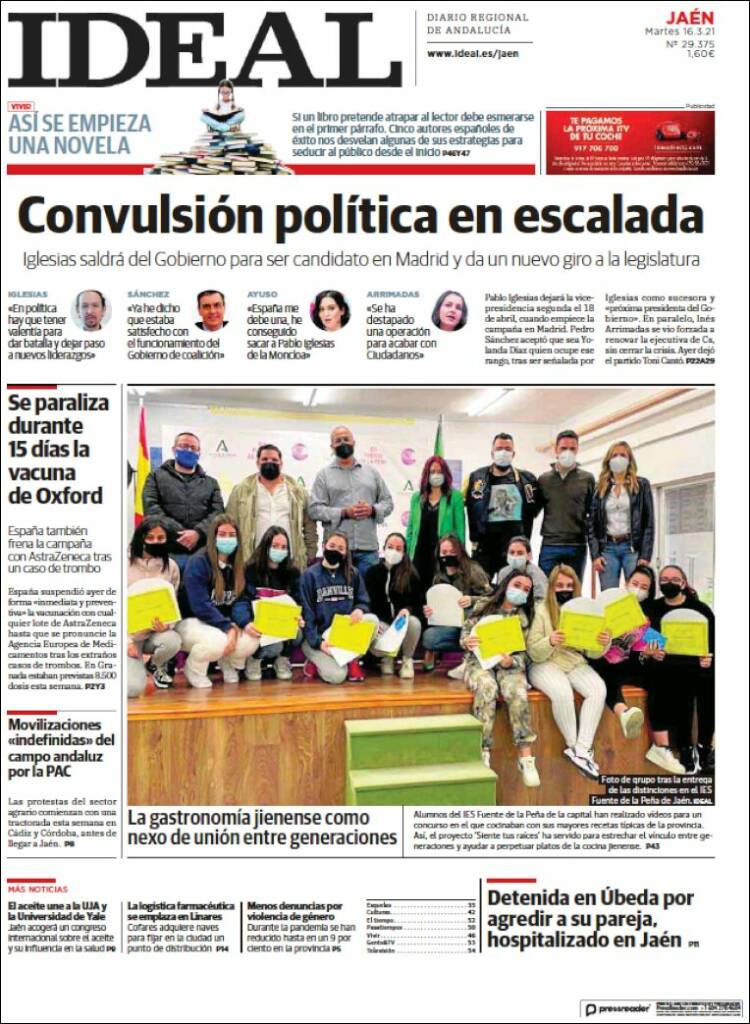 Portada de El Ideal de Jaén (España)