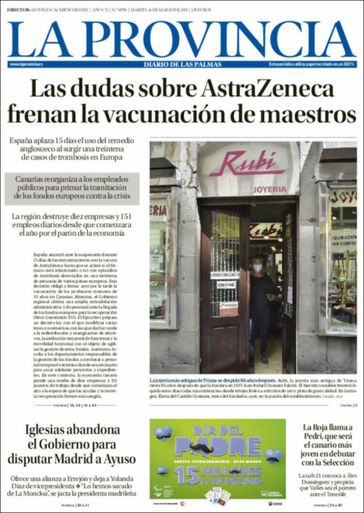 Portada de La Provincia (España)