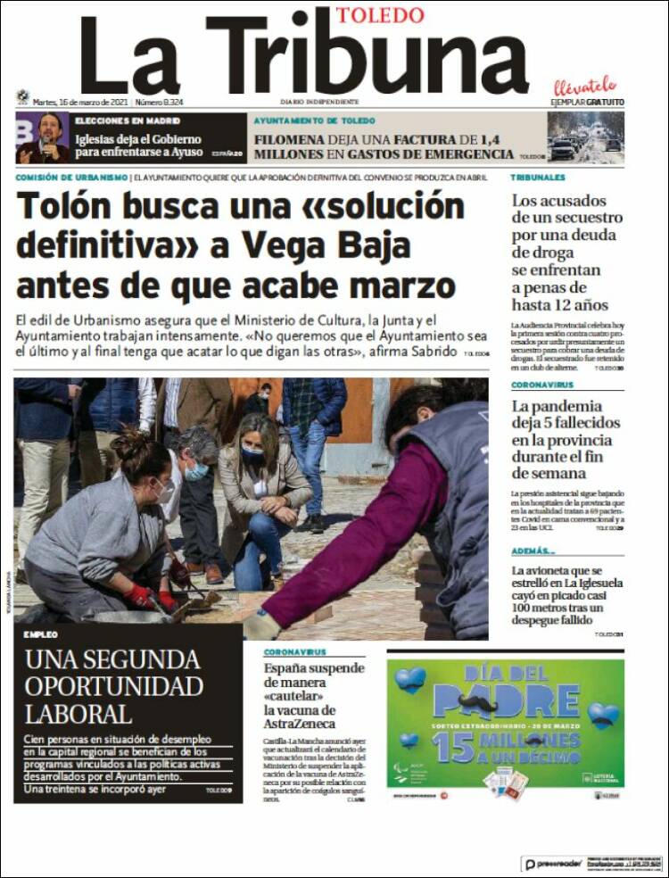 Portada de La Tribuna de Toledo (España)