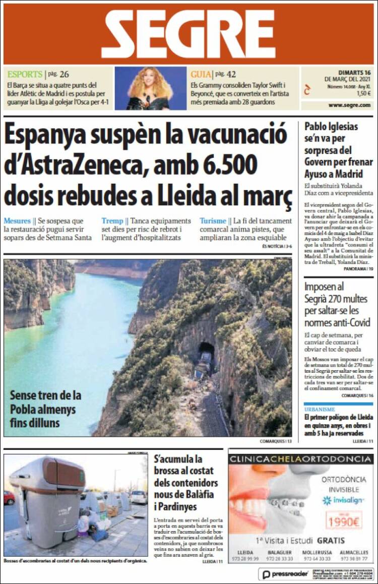 Portada de Segre (España)