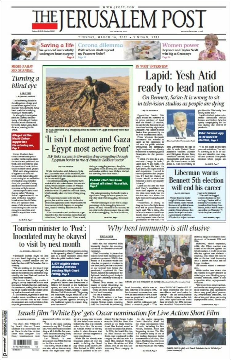 Portada de The Jerusalem Post (Israel)