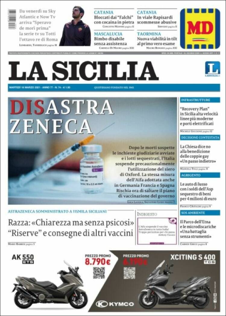 Portada de La Sicilia (Italia)