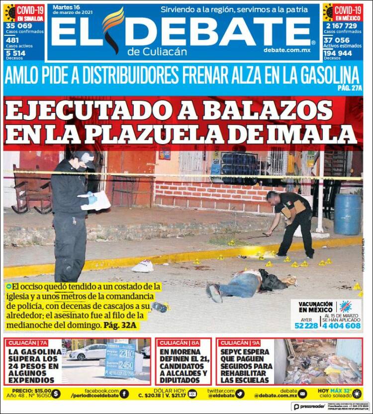 Portada de El Debate de Culiacán (M&eacute;xico)
