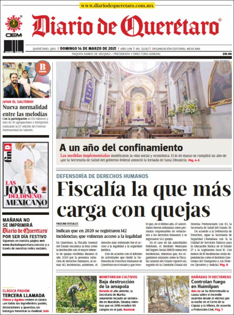 Portada de Diario de Querétaro (M&eacute;xico)