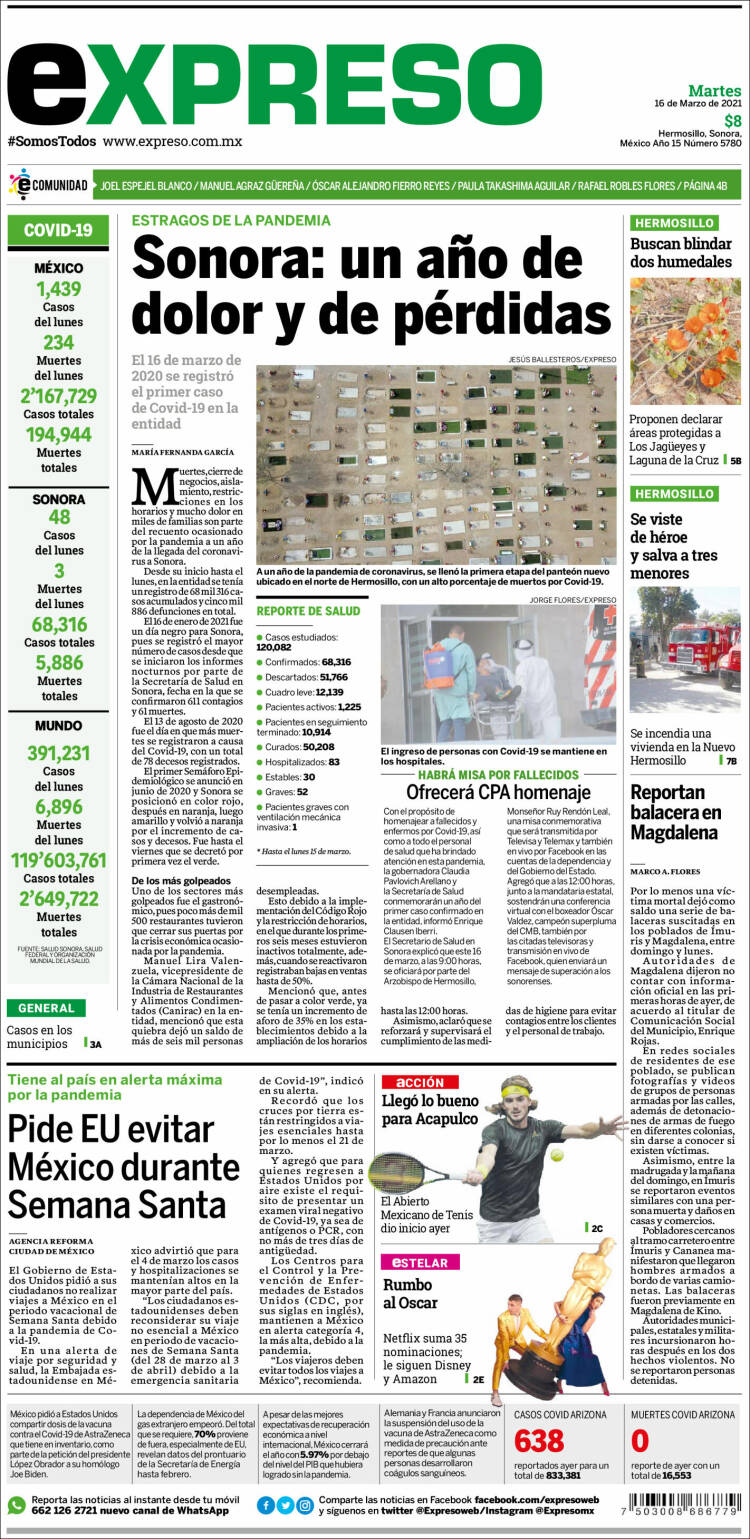 Portada de Expreso (M&eacute;xico)
