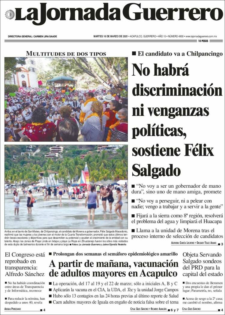 Portada de La Jornada de Guerrero (M&eacute;xico)