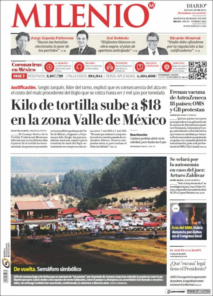 Portada de Milenio - Estado de México (M&eacute;xico)