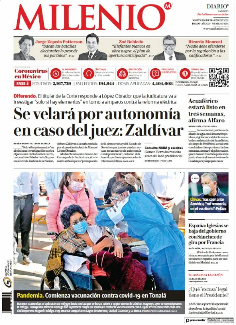 Portada de Milenio - Jalisco (M&eacute;xico)