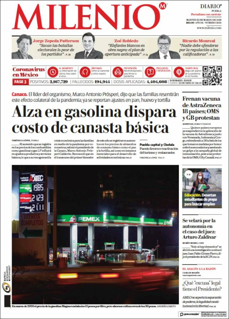 Portada de Milenio de Puebla (M&eacute;xico)
