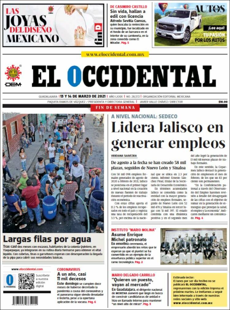 Portada de El Occidental (M&eacute;xico)