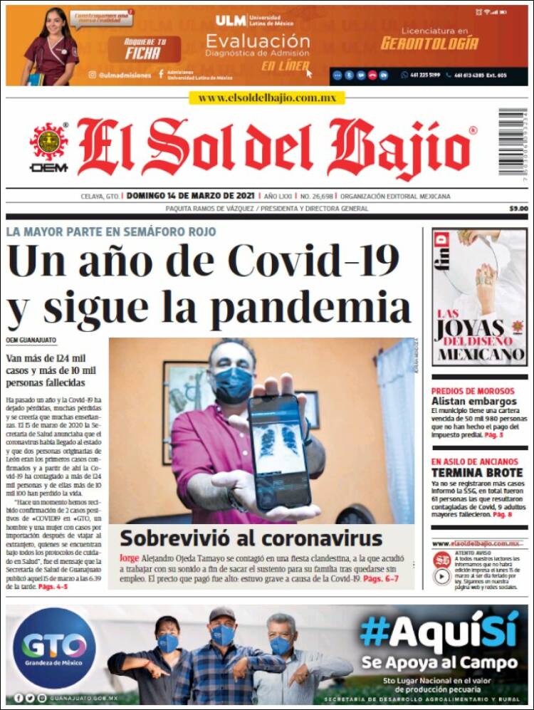 Portada de El Sol del Bajio (M&eacute;xico)