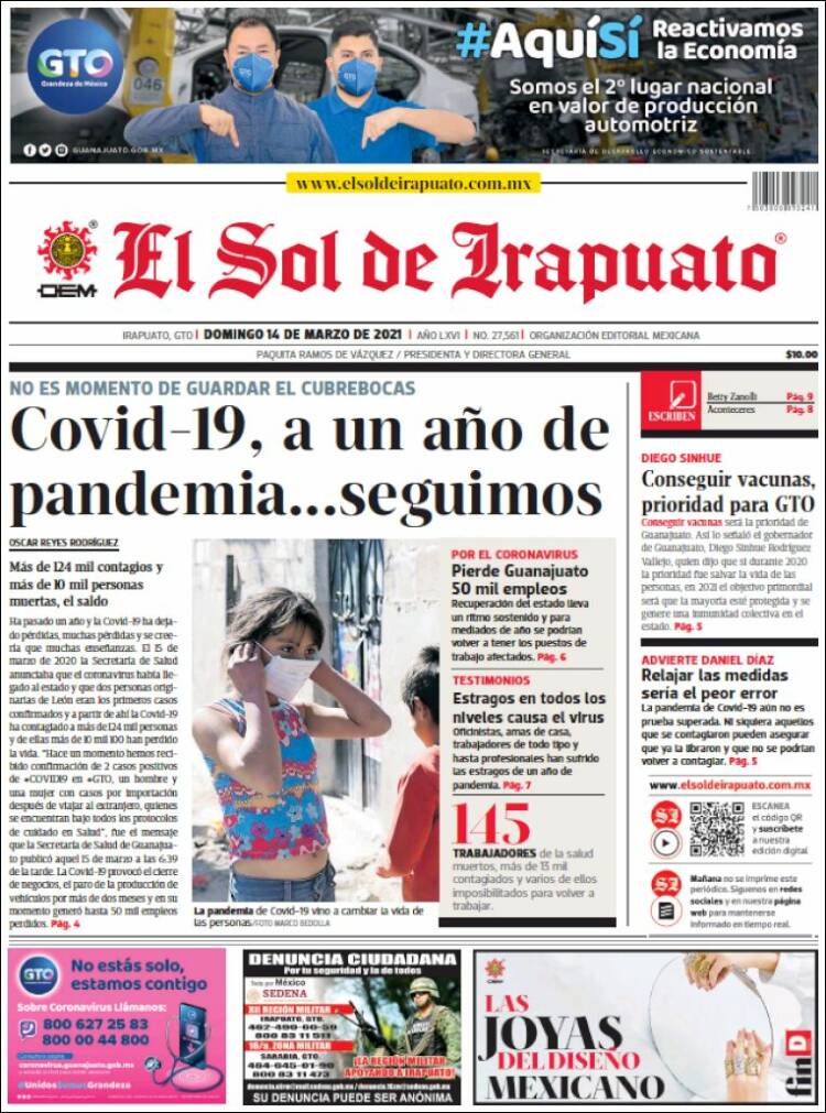 Portada de El Sol de Irapuato (M&eacute;xico)