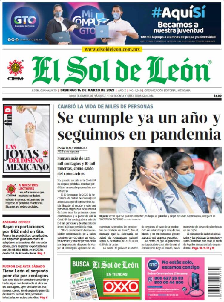 Portada de El Sol de León (M&eacute;xico)