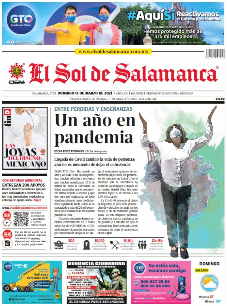 Portada de El Sol de Salamanca (M&eacute;xico)
